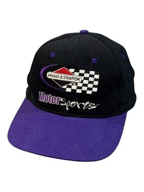 Briggs & Stratton Motorsports Hat Vintage Snapback Cap Black Purple Racing 90s